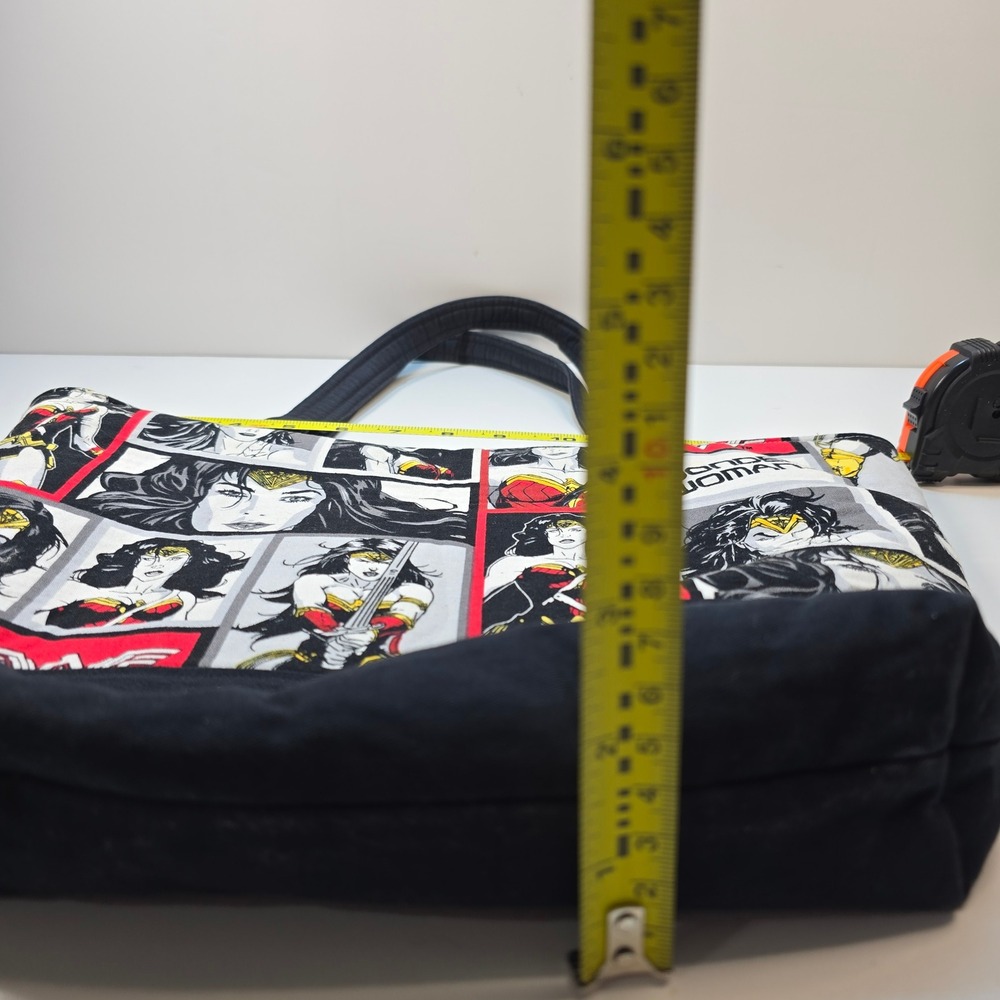 Wonder Woman Comic Panel Handmade Zipper Tote Bag DC Comics Superhero Red Black - Picture 9 of 14